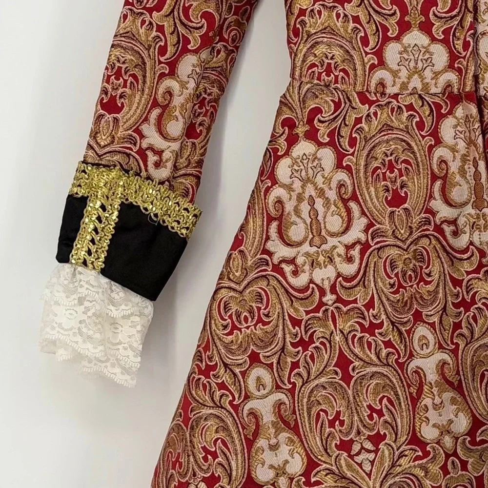 Chasing Fireflies Costume Jacket Boys Size 6 Red Gold Brocade Victorian Prince